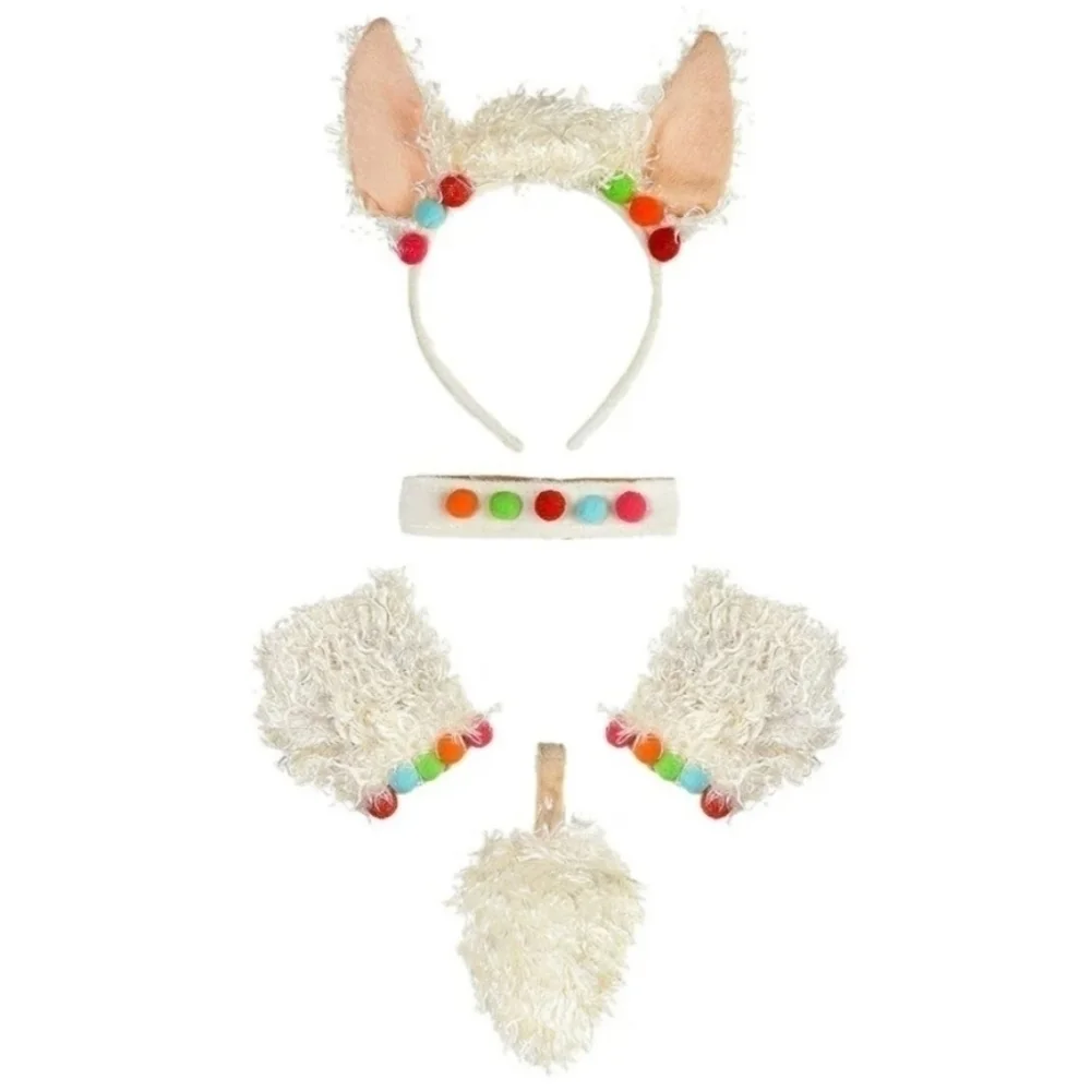 NWT Llama Kit Halloween Costume Cosplay Child OS Tail Headband Gloves Choker New